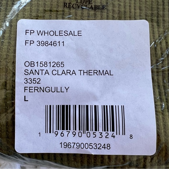 Free People Santa Clara Thermal Tee Ferngully Size L NWT - Picture 7 of 8